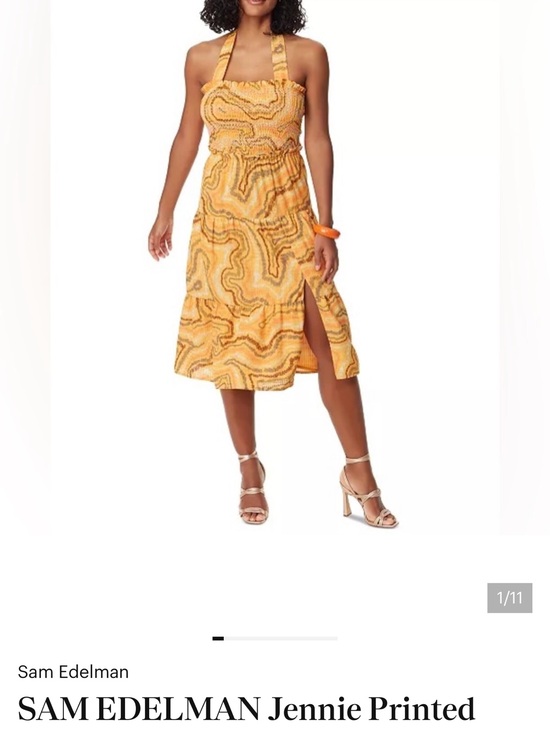 Sam Edelman Dresses & Skirts - Sam Edelman Yellow Marble-Print Halter Midi Dress